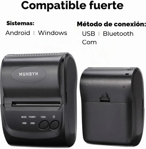 Vista 3 de Impresora térmica de recibos MUNBYN 2.283 in Mini impresora POS portátil