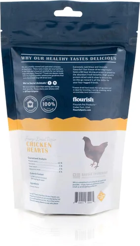 Vista 2 de Flourish Pets - Golosinas crudas liofilizadas para mascotas para perros (corazones de pollo, pequeño)