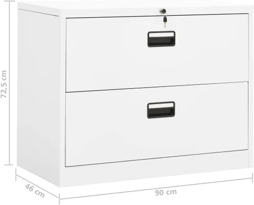 Vista 2 de Archivador de metal de 2 cajones, archivador de acero para oficina con cerradura para el hogar y la oficina, 35.4 x 18.1 x 28.5 pulgadas (blanco)