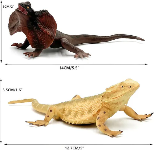 Vista 9 de Gemini&Genius Juguetes de lagarto, figuras de lagarto de dragón barbudo, regalo de accesorios de broma, juego aterrador, divertido adorno de pastel