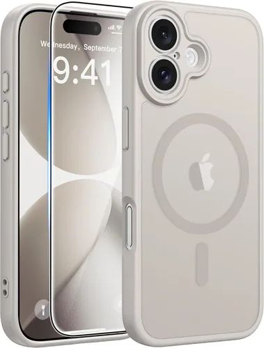 Vista 202 de FNTCASE - Funda para iPhone 16 Pro: magnética, mate, translúcida, de grado militar, protectora contra caídas, resistente, fina, duradera y a prueba