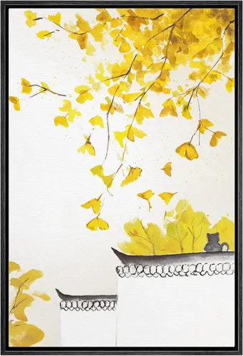 Vista 67 de NWT Juego de impresiones enmarcadas para pared, ramo de flores amarillas, capullos de flores amarillas, ilustraciones de plantas florales, arte
