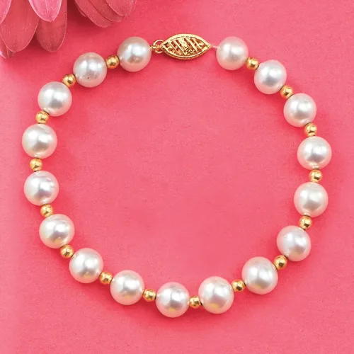 Vista 3 de Ross-Simons 6-7mm Cultured Pearl Bracelet With 14kt Yellow Gold