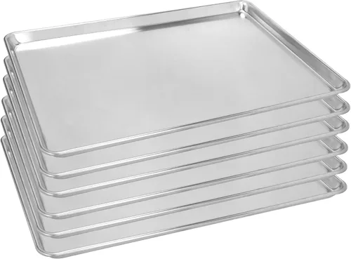 Vista 11 de Paquete de 6 bandejas para hornear de gran tamaño, bandeja de aluminio comercial para galletas, duradera y antiadherente, 15 x 21 pulgadas