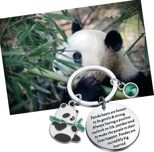 Vista 4 de Lindo llavero de panda animal oso panda amante joyería regalo oso panda oso oso panda son conocidos por ser suaves y fuertes