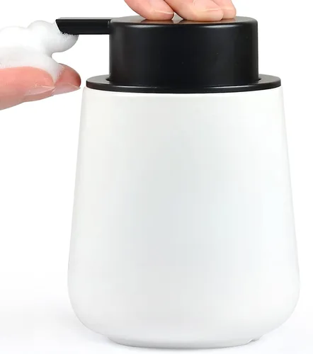 Vista 11 de Bosilunlife Dispensador de jabón espumoso de cerámica, dispensador de jabón de espuma de 12 onzas, dispensador de jabón líquido para encimera