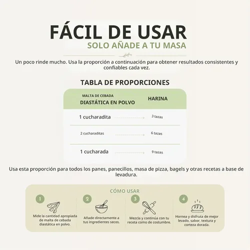 Vista 5 de Scratch Polvo de malta diastática para hornear, (2 libras) de malta de cebada seca para hornear pan, mejorador de pan, ingredientes de primera