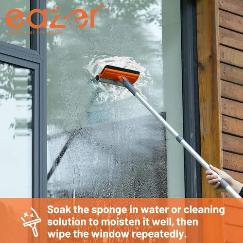 Vista 4 de Eazer Herramienta profesional de limpieza de ventanas de 46 pulgadas, escobilla giratoria 2 en 1 para kit de limpieza de ventanas, kit