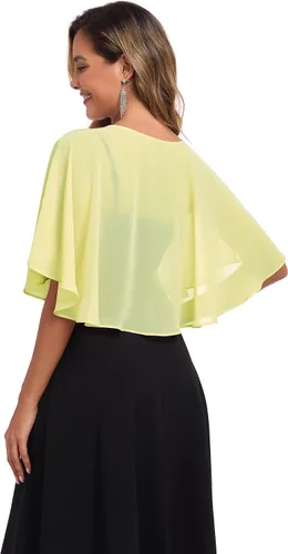 Vista 6 de TONGFANTFL Capelets de gasa para mujer, chal para vestido de noche Verde (Baby Green)