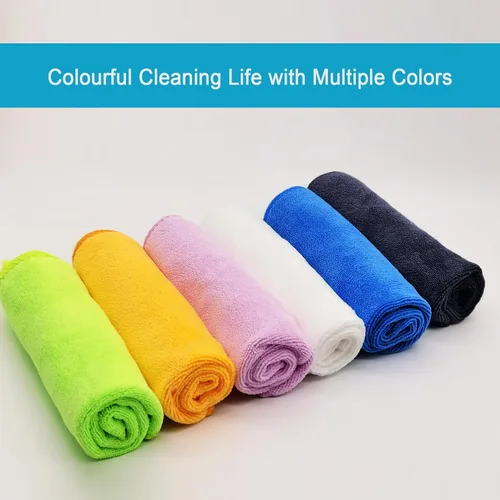 Vista 3 de Paquete de 6 trapos de limpieza absorbentes sin pelusa para casa, cocina, automóvil, vidrio, acero inoxidable, ventana, limpiador de barcos, 12 x 12