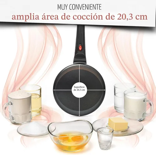 Vista 6 de Moss & Stone Máquina Eléctrica para Crepas – Sartén Portátil para Crepas de 8" Antiadherente con Plato de Inmersión, Apagado Automático, Interruptor
