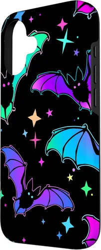 Vista 2 de iPhone 16 Gótico Bat Halloween Patrón Spooky Bats Lover Regalo en funda negra