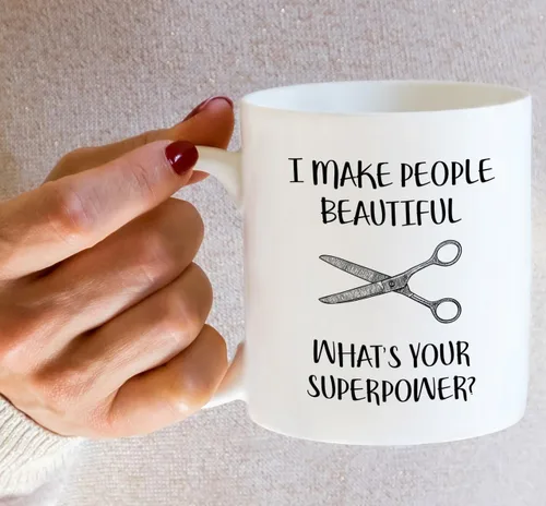 Vista 5 de Retreez Taza divertida – Taza de café de cerámica de 11 onzas con texto en inglés "I Make People Beautiful Hairstylist Hairdresser" de 11 onzas