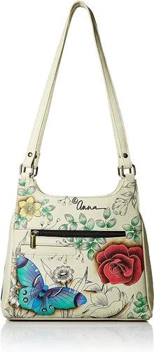 Vista 10 de Anna by Anuschka Bolso de cuero pintado a mano con triple compartimento para mujer