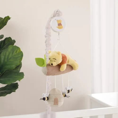 Vista 2 de NoJo Disney Winnie The Pooh Hugs and Honeycombs - Móvil musical de peluche con colmena de abejas, abejas, oso Pooh y rama de árbol