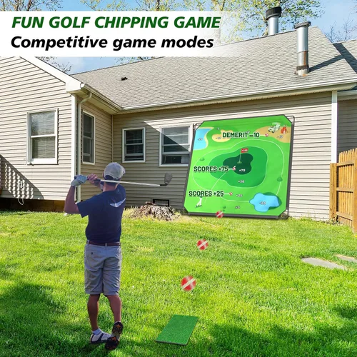 Vista 5 de BaiYuan Juego de astillado de golf portátil para papás y golfistas jóvenes, diversión en interiores, exteriores y césped con 24 bolas adhesivas