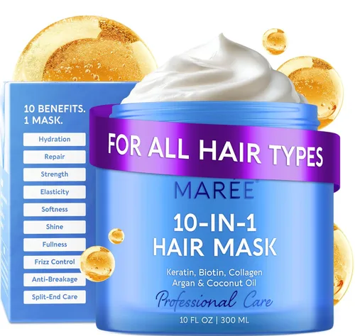 Vista 11 de MAREE Mascarilla capilar de acondicionamiento profundo para el tratamiento del cabello dañado – Cuidado del cabello con queratina para hidratar