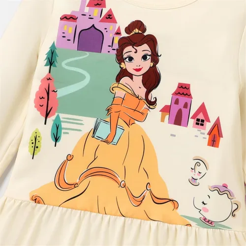 Vista 4 de Disney Conjunto de camiseta de manga larga con volantes y pantalones de princesa para niñas pequeñas