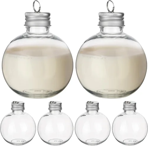 Vista 11 de Baluue 10 piezas de bolas de bebida de Navidad de 100 ml, adornos grandes de vaso de chupito de plástico transparente, adornos llenables para árbol