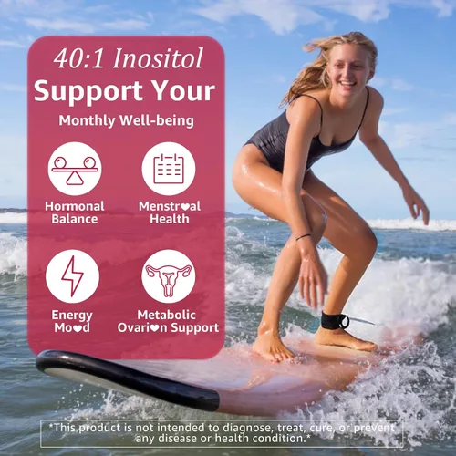 Vista 4 de Gomitas de inositol con aceite de onagra para mujeres, proporción 40:1, mio-inositol de 2000 mg y D-Chiro inositol 50 mg con vitamina D3 B6 B12