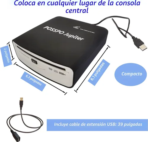 Vista 5 de Jupiter - Reproductor de CD USB para coche portátil, DVD para PC