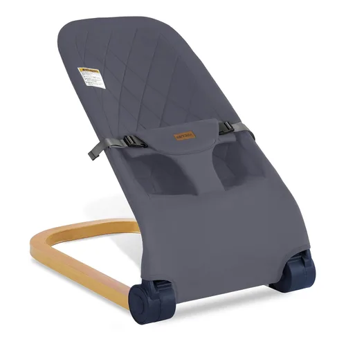 Vista 8 de Mecedora para bebé, Silla de bebé portátil y plegable con 3 ajustes de altura, Mecedora ergonómica para bebés de 0 a 6 meses, estilo de grano