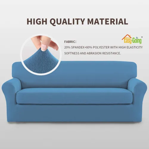 Vista 3 de Easy-Going - Funda elástica de microfibra de 2 piezas para sofá, funda suave de elastano, lavable, parte inferior elástica, protector para muebles