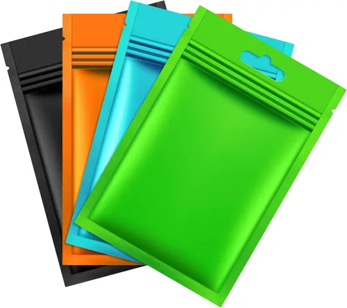 Vista 11 de 200 piezas de bolsas Mylar Zip Lock. Bolsas de papel de aluminio, plano metálico Mylar Foil plano, bolsas ZipLock de almacenamiento de alimentos.