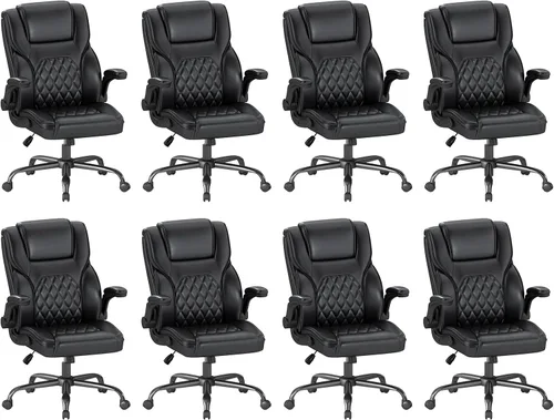 Vista 15 de Silla de oficina ejecutiva, cómodas sillas ergonómicas de escritorio para computadora con reposabrazos abatibles, soporte lumbar, respaldo alto