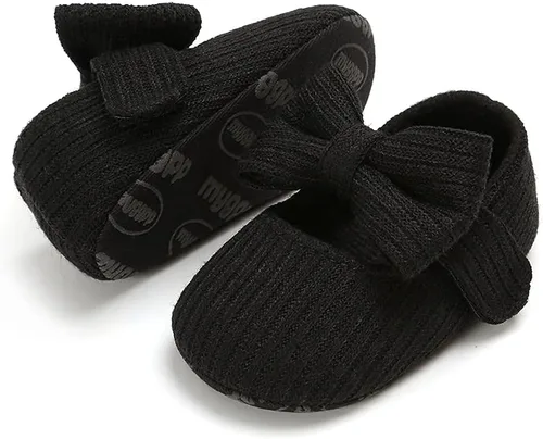 Vista 5 de Zapatos de bebé Mary Jane planos antideslizantes suela suave bebé bebé zapatos primeros caminantes fiesta Navidad vestido zapatos