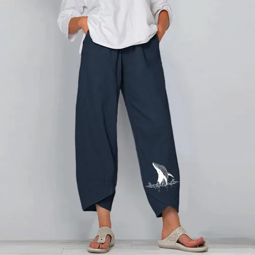 Vista 5 de Pants for Women Womens Solid Casual Pants Printed Trousers Elastic Waist Pockets Wide Leg Trousers