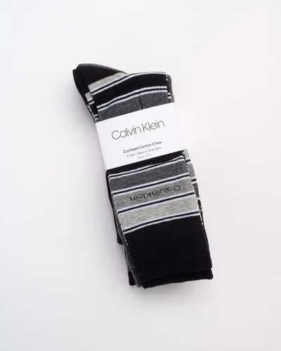 Vista 2 de Calvin Klein Calcetines de vestir para hombre - Calcetines estampados de mezcla de algodón (paquete de 4)