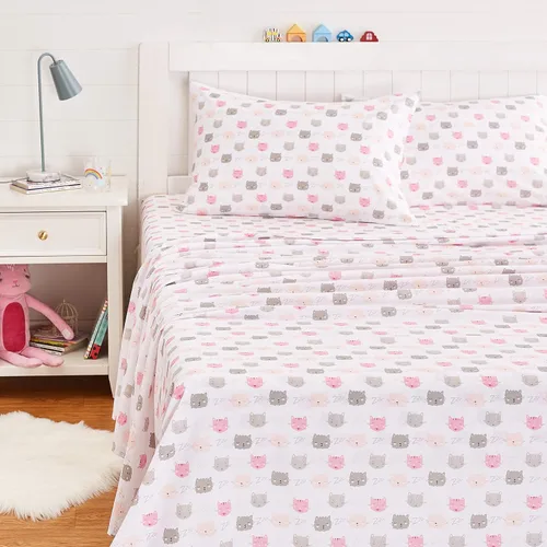 Vista 16 de Amazon Basics Juego de sábanas para niños de microfibra ligera, suave y fácil de lavar, 3 piezas, tamaño Twin, Aqua brillante, diseño sólido