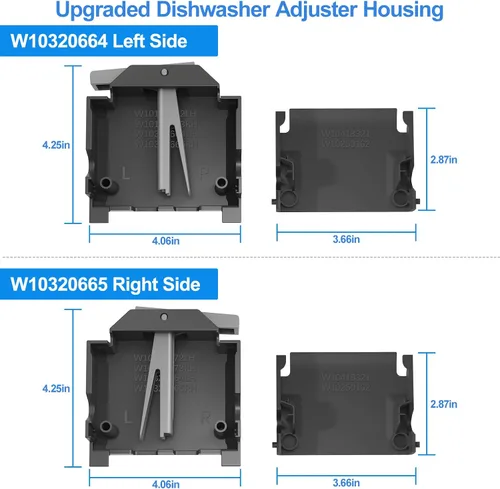 Vista 8 de ACTUALIZADO W10320664 W10320665 - Ajustador de lavavajillas para Kenmore Whirlpool Lavavajillas Top Rack Parts, WDT730PAHZ0 WDT970SAHZ0 Piezas