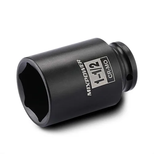 Vista 20 de Zócalo de impacto poco profundo de 1/2", CR-MO, 1-1/4", 6 puntos, diseño de esquina de radio, tuerca de eje de grado de impacto para fácil extracción