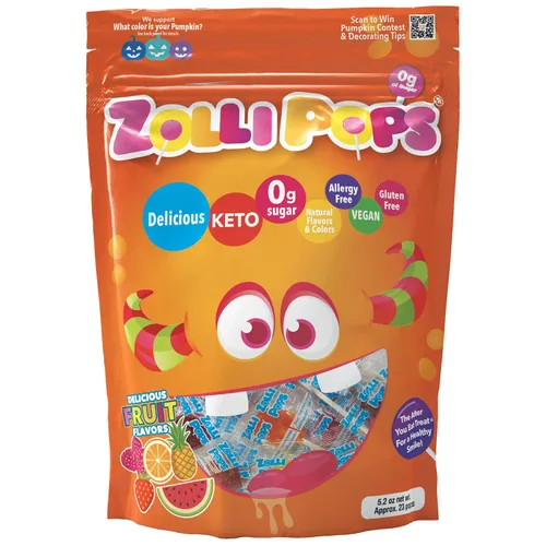 Vista 8 de Zolli Drops - Caramelos sin azúcar con xilitol, paletas sin colorantes, aptos para dieta cetogénica y diabética, golosinas aprobadas por dentistas
