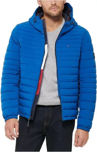 Vista 10 de Tommy Hilfiger chamarra plegable de poliéster elástico con capucha para hombre Medianoche