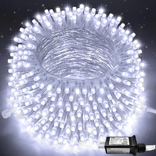 Vista 55 de JMEXSUSS - Tira de 100 luces led para interiores, 8 modos, enchufables, parpadeantes, 33 pies, luces navideñas para exteriores, a prueba de agua
