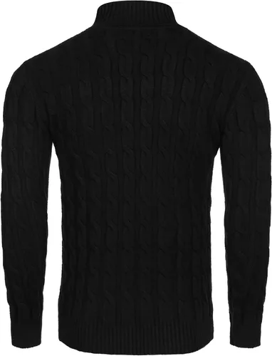 Vista 3 de Suéter COOFANDY ajustado de tejido trenzado para hombre de cuello alto sin botones