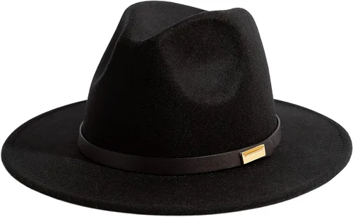Vista 89 de Sombreros Fedora para hombre, sombrero Panamá de ala ancha con cinturón clásico Unisex Felt Fedora, Adjustable Fit, Breathable Sweatband, All-Day