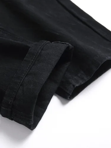 Vista 4 de OAKITA Jeans para hombre, diseño de letras gráficas, rasgados, ajustados, pierna recta, jeans para hombres