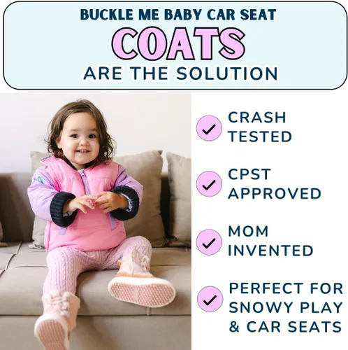 Vista 5 de Buckle Me Baby Coats Chaqueta de invierno de asiento de coche más seguro de cierre rápido para niño o niña, como se ve en Shark Tank