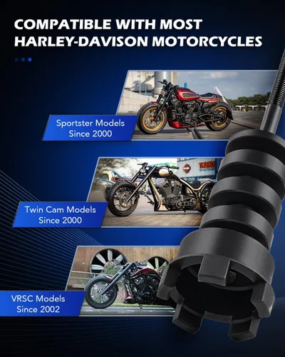 Vista 4 de Orion Motor Tech Kit de herramientas extractoras de rodamientos de rueda compatible con motocicletas Harley Davidson, juego de herramientas