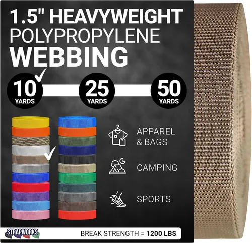 Vista 56 de Strapworks Heavyweight Polypropylene Webbing - Heavy Duty Poly Strapping for Outdoor DIY Gear Repair, 1.5 Inches