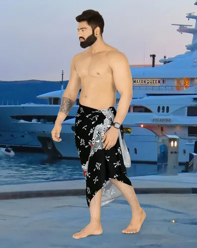 Vista 2 de LA LEELA Disfraces de Halloween para hombre, pareo, pareo, piratas caribeños, trajes de baño, trajes de baño completos para la playa para hombres
