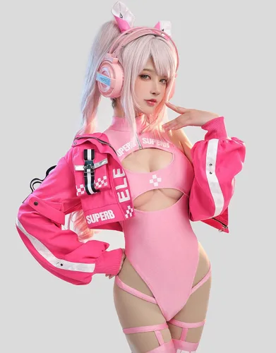 Vista 2 de haikyuu Body de cosplay para mujer con chaqueta, traje de baño de una pieza con corte de anime, control de abdomen