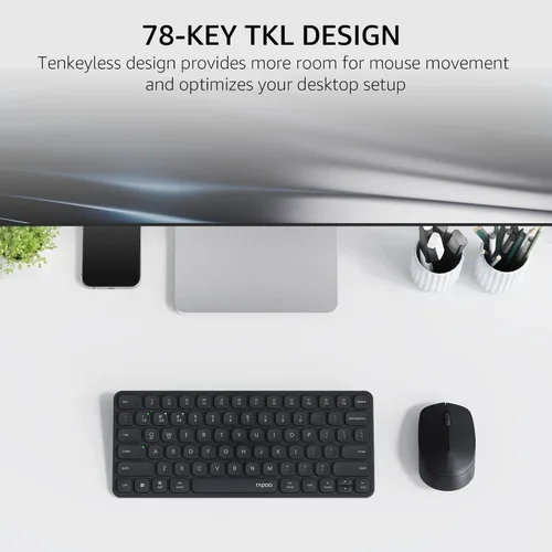 Vista 3 de Rapoo 9010M Combo de teclado y mouse multidispositivo, juego de teclado y mouse inalámbrico 2.4GHz/Bluetooth 5.0/4.0 para Windows/Mac/Linux/Chrome