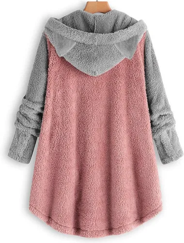 Vista 2 de Winter Warm Sherpa Lined Coats Jackets for Women Plus Size Hooded Fleece Cardigan Pockets Button Down Fuzzy Sweater