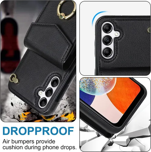 Vista 5 de Asuwish Funda de teléfono para Samsung Galaxy A54 5G con protector de pantalla de vidrio templado y anillo de bloqueo RFID, soporte para tarjeta