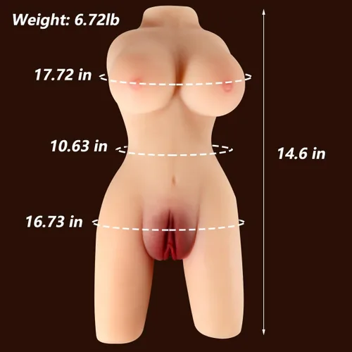 Vista 3 de Muñeca sexual de 7 libras masturbador masculino con torso, 3 en 1, pechos grandes realistas, vaginal y anal apretados para hombres, masturbación